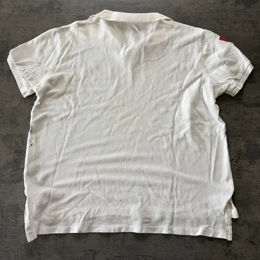 Polo Ralph Lauren Graphic Polo Shirt PRL Nautical Print White Vintage Size L